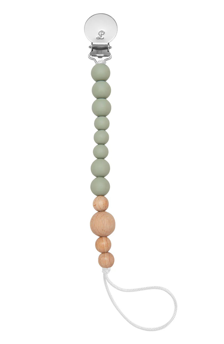 Colour Block Silicone & Wood Pacifier Clip