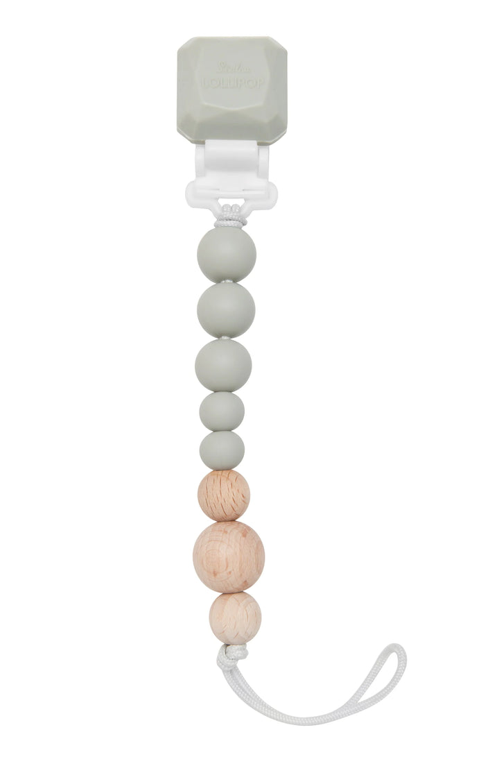 Gem Colour Pop Silicone & Wood Pacifier Clip