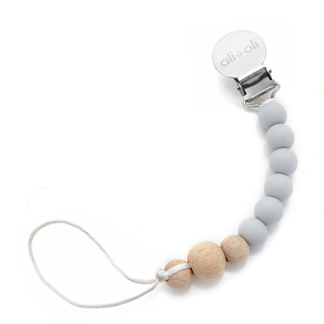 Grey Wood Pacifier Clip - Guam Baby Company