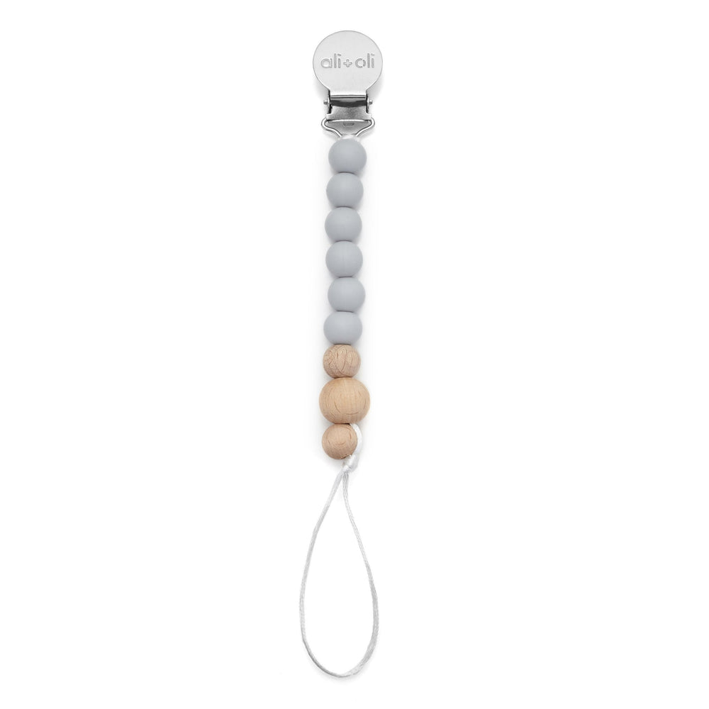 Grey Wood Pacifier Clip - Guam Baby Company