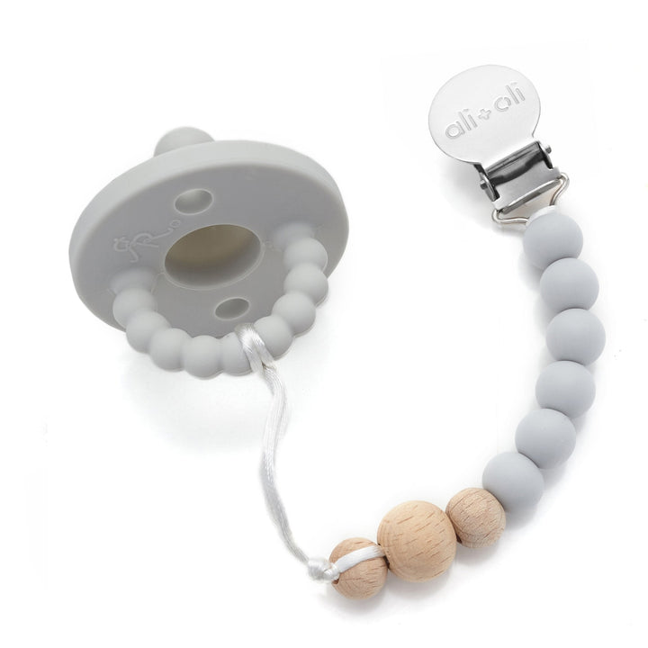 Grey Wood Pacifier Clip - Guam Baby Company