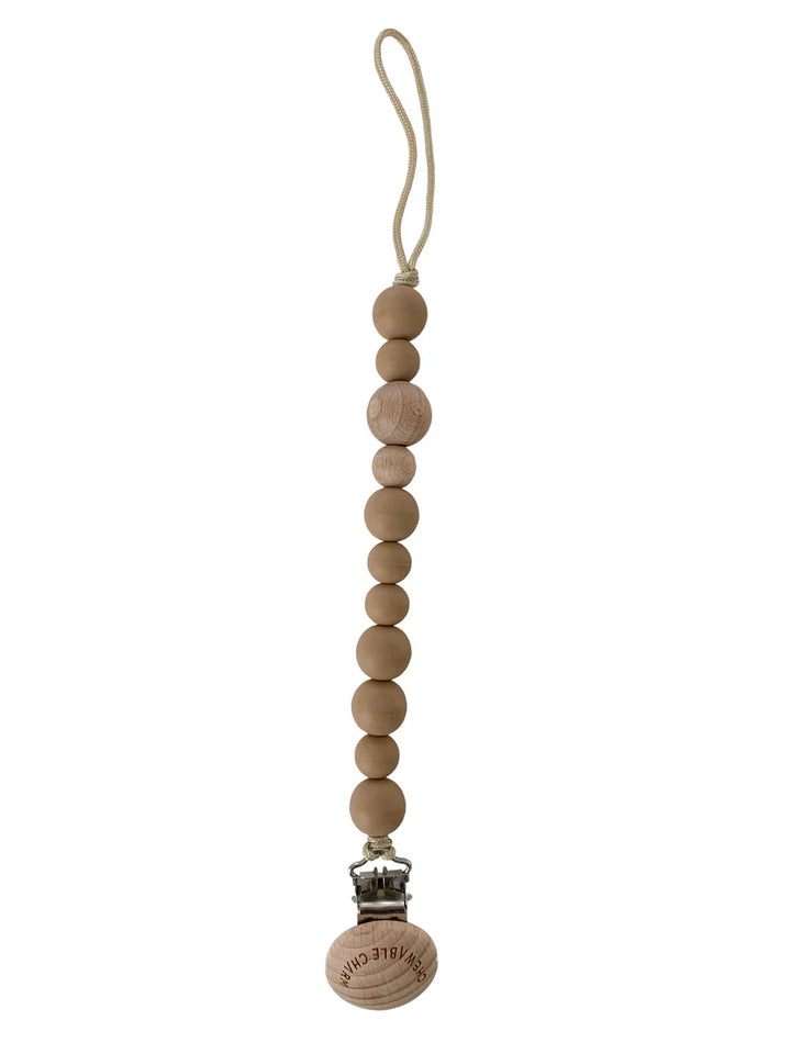 Classic Pacifier Clip - Wood + Tan