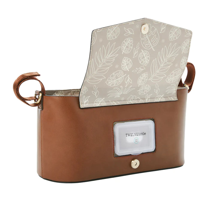 PEEK-A-BOO VEGAN LEATHER STROLLER CADDY - TOFFEE
