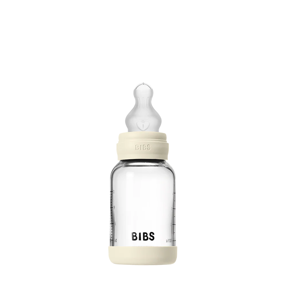 BIBS Baby Glass Bottle Complete Set 110ml Ivory