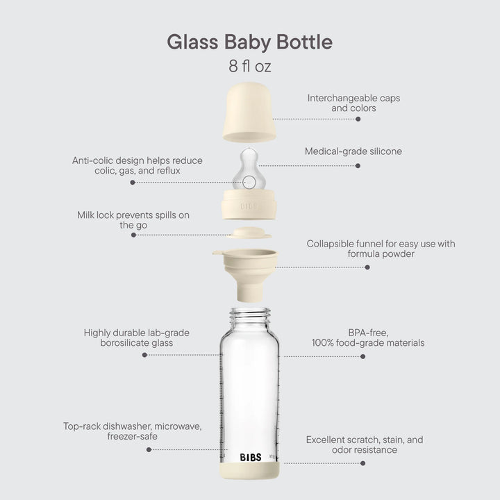 BIBS Baby Glass Bottle Complete Set 225ml Ivory