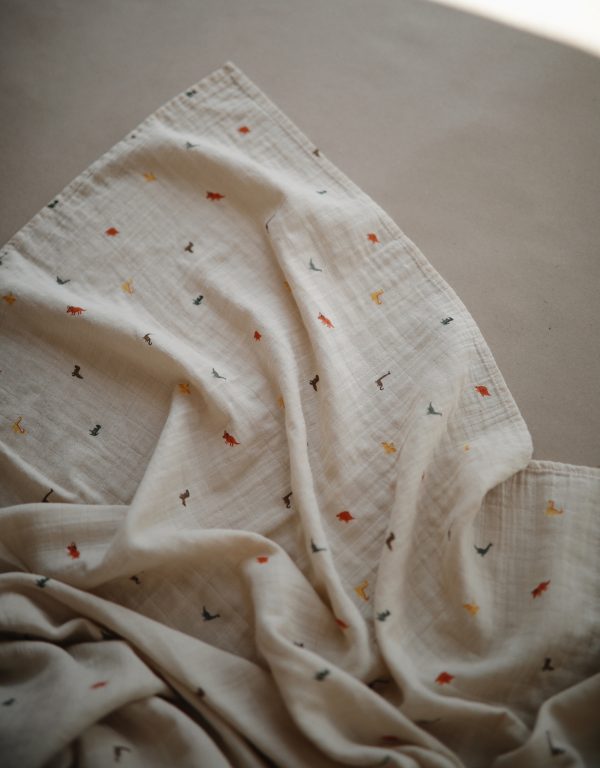 Muslin Swaddle Blanket Organic Cotton (Dinosaurs)