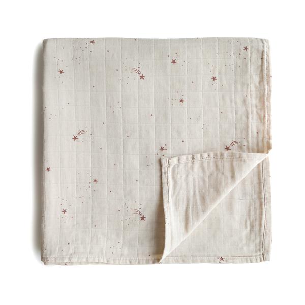 Muslin Swaddle Blanket Organic Cotton (Falling Stars)