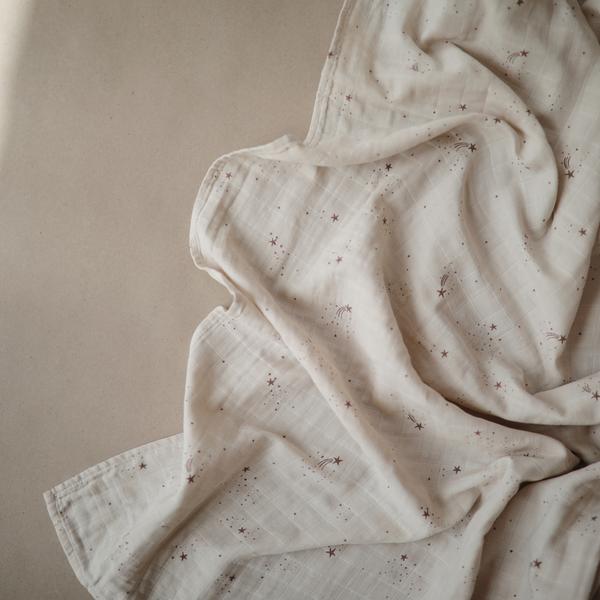 Muslin Swaddle Blanket Organic Cotton (Falling Stars)