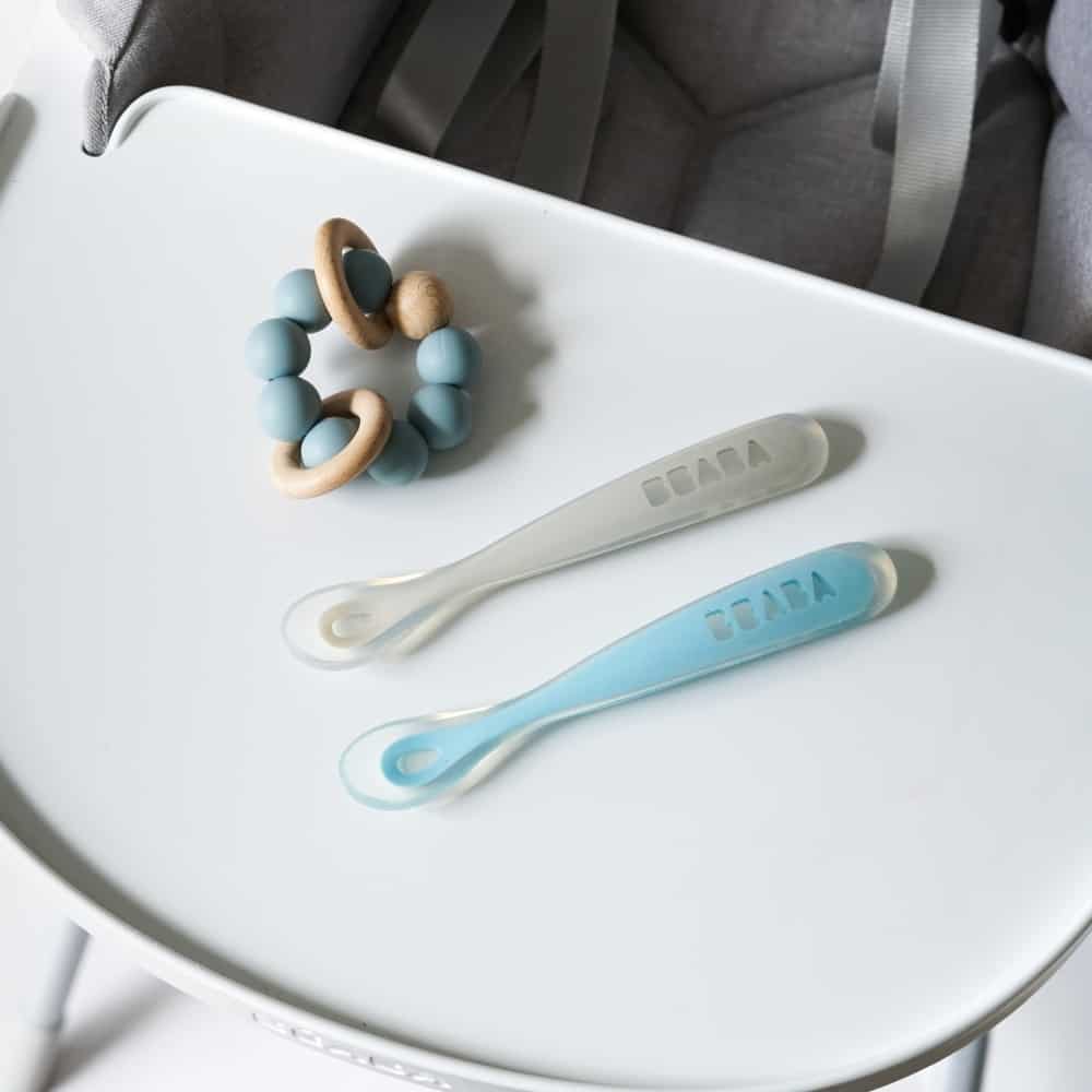 Baby’s First Foods Silicone Spoons Set – Travel Set of 2 – Cloud/Rain - Guam Baby Company