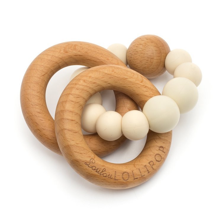 Beige Bubble Silicone And Wood Teether - Guam Baby Company