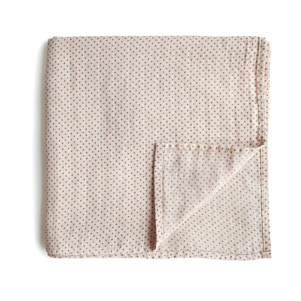 Muslin Swaddle Blanket Organic Cotton (Caramel Polka Dots)