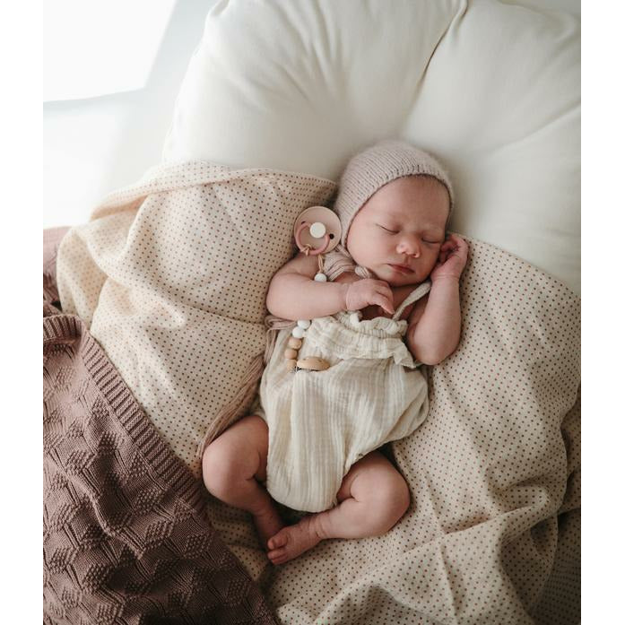 Muslin Swaddle Blanket Organic Cotton (Caramel Polka Dots)