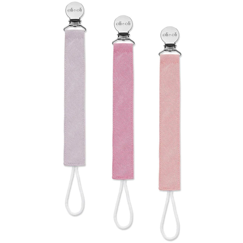 Flamingo - Linen Pacifier Clip (Set of 3) - Guam Baby Company