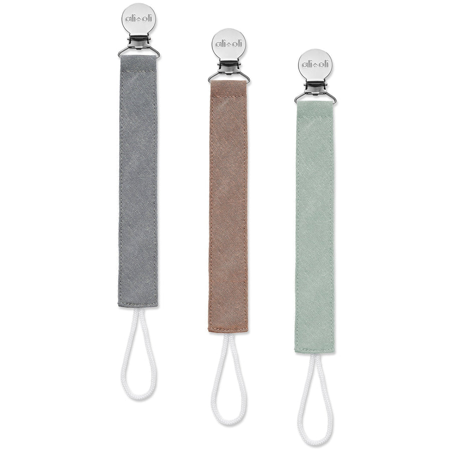 Forest - Linen Pacifier Clip (Set of 3) - Guam Baby Company