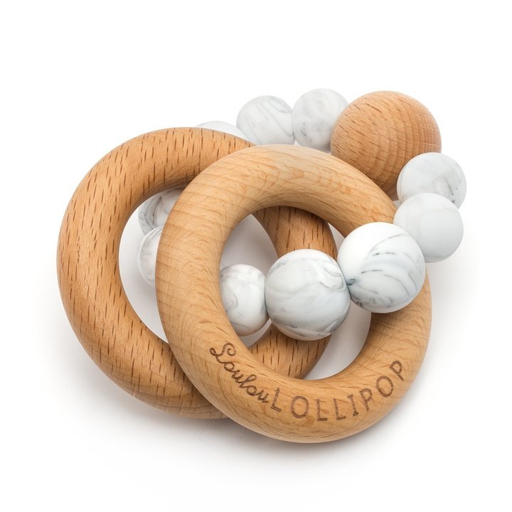 Marble Bubble Silicone And Wood Teether - Guam Baby Company