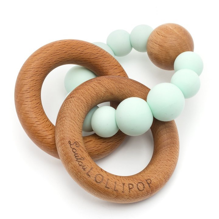Mint Bubble Silicone And Wood Teether - Guam Baby Company