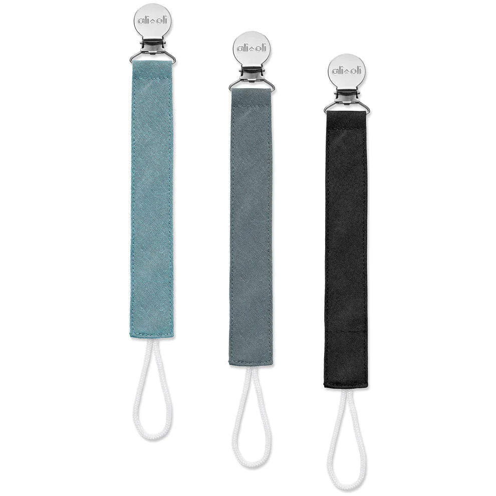 Night - Linen Pacifier Clip (Set of 3) - Guam Baby Company