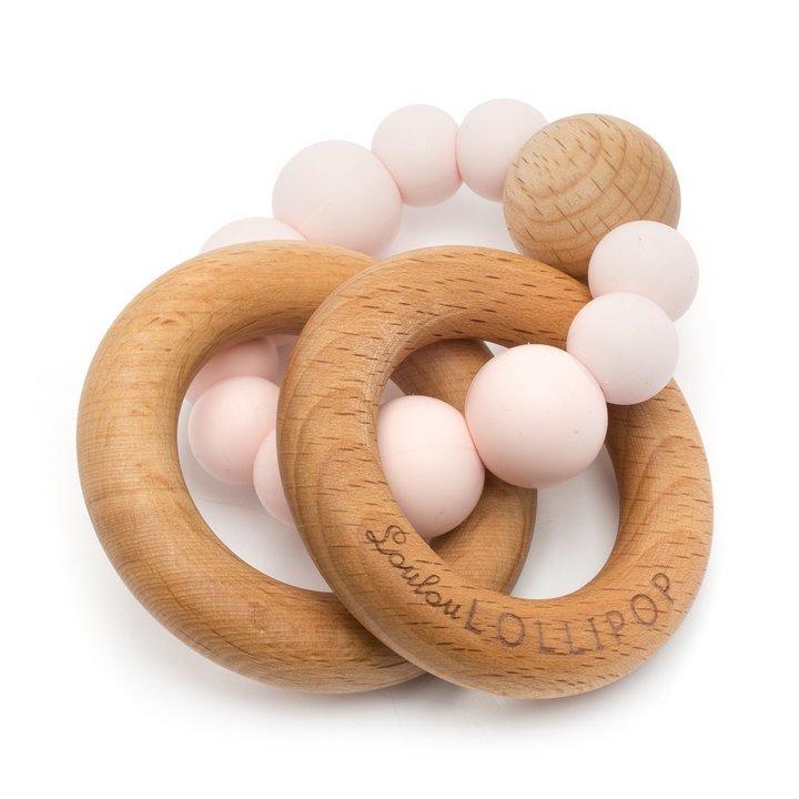 Pink Quartz Bubble Silicone And Wood Teether - Guam Baby Company
