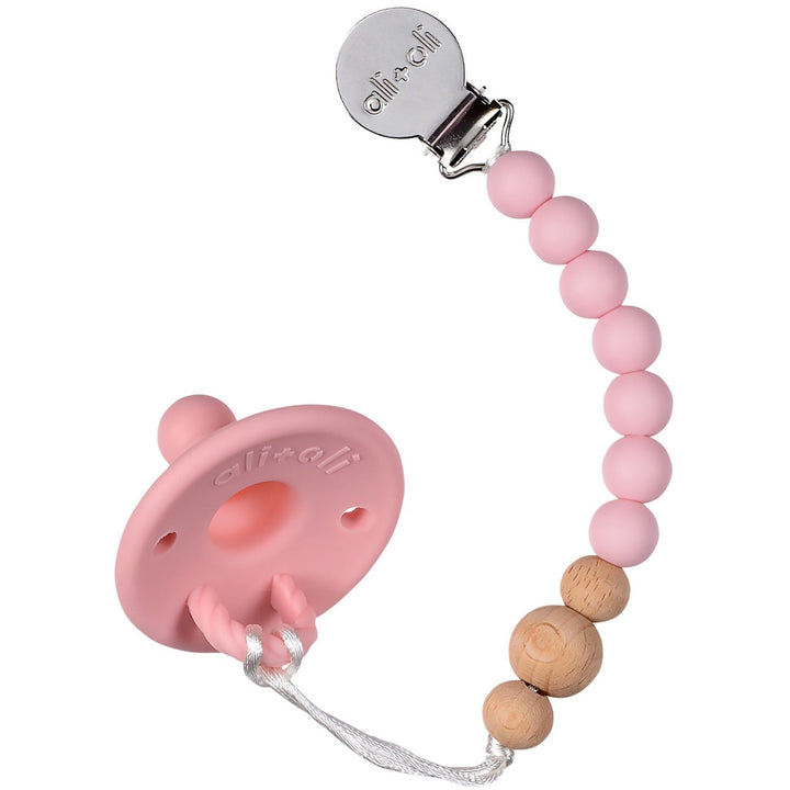 Pink Wood Pacifier Clip - Guam Baby Company