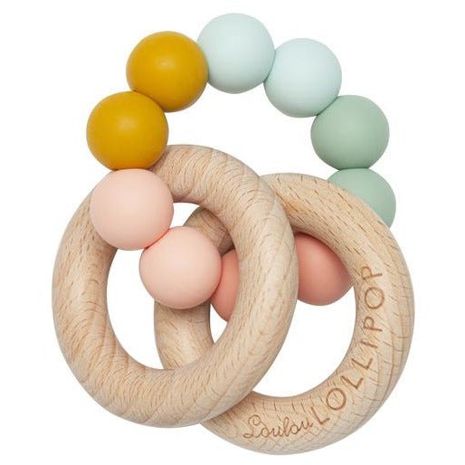 Rainbow Bubble Silicone And Wood Teether - Guam Baby Company
