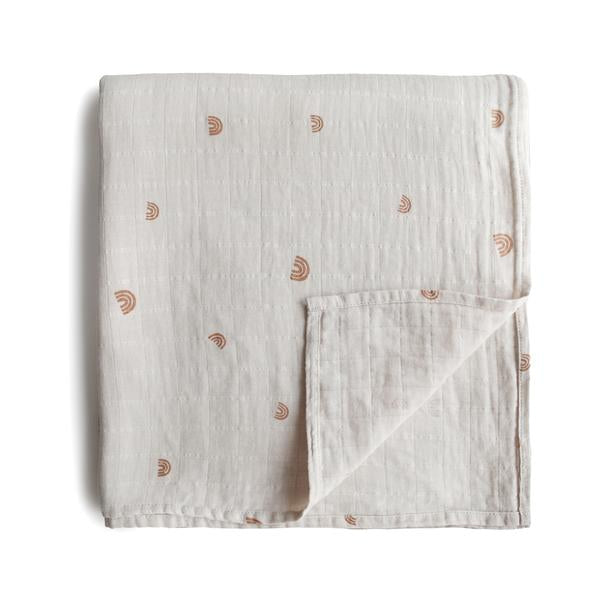 Muslin Swaddle Blanket Organic Cotton (Rainbows)
