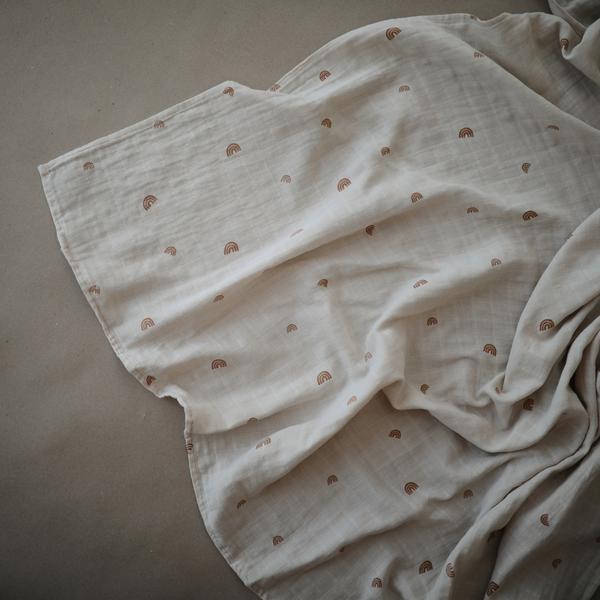 Muslin Swaddle Blanket Organic Cotton (Rainbows)