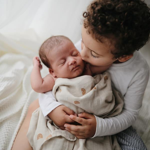 Muslin Swaddle Blanket Organic Cotton (Rainbows)