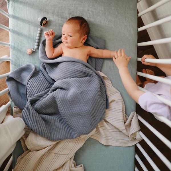 Muslin Swaddle Blanket Organic Cotton (Retro Stripes)