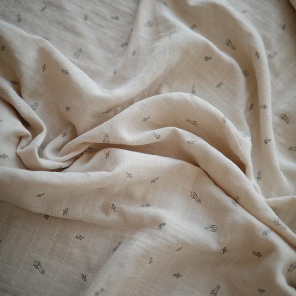 Muslin Swaddle Blanket Organic Cotton (Rocket Ship)