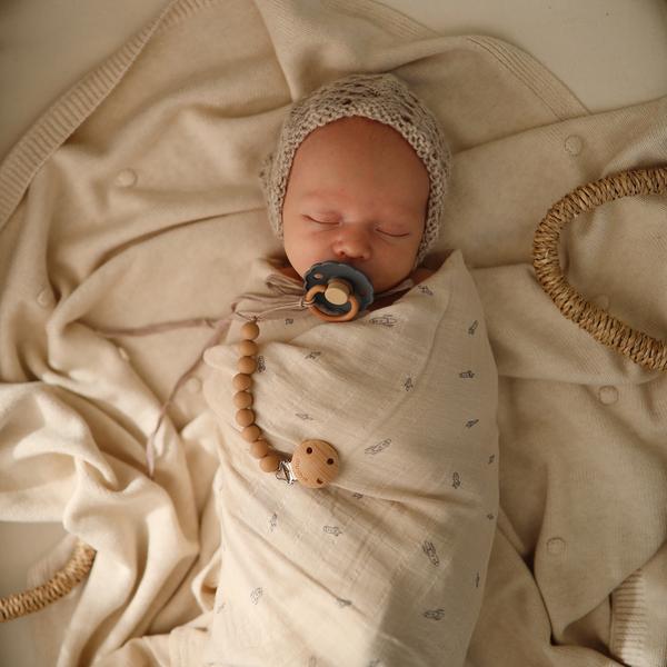 Muslin Swaddle Blanket Organic Cotton (Rocket Ship)