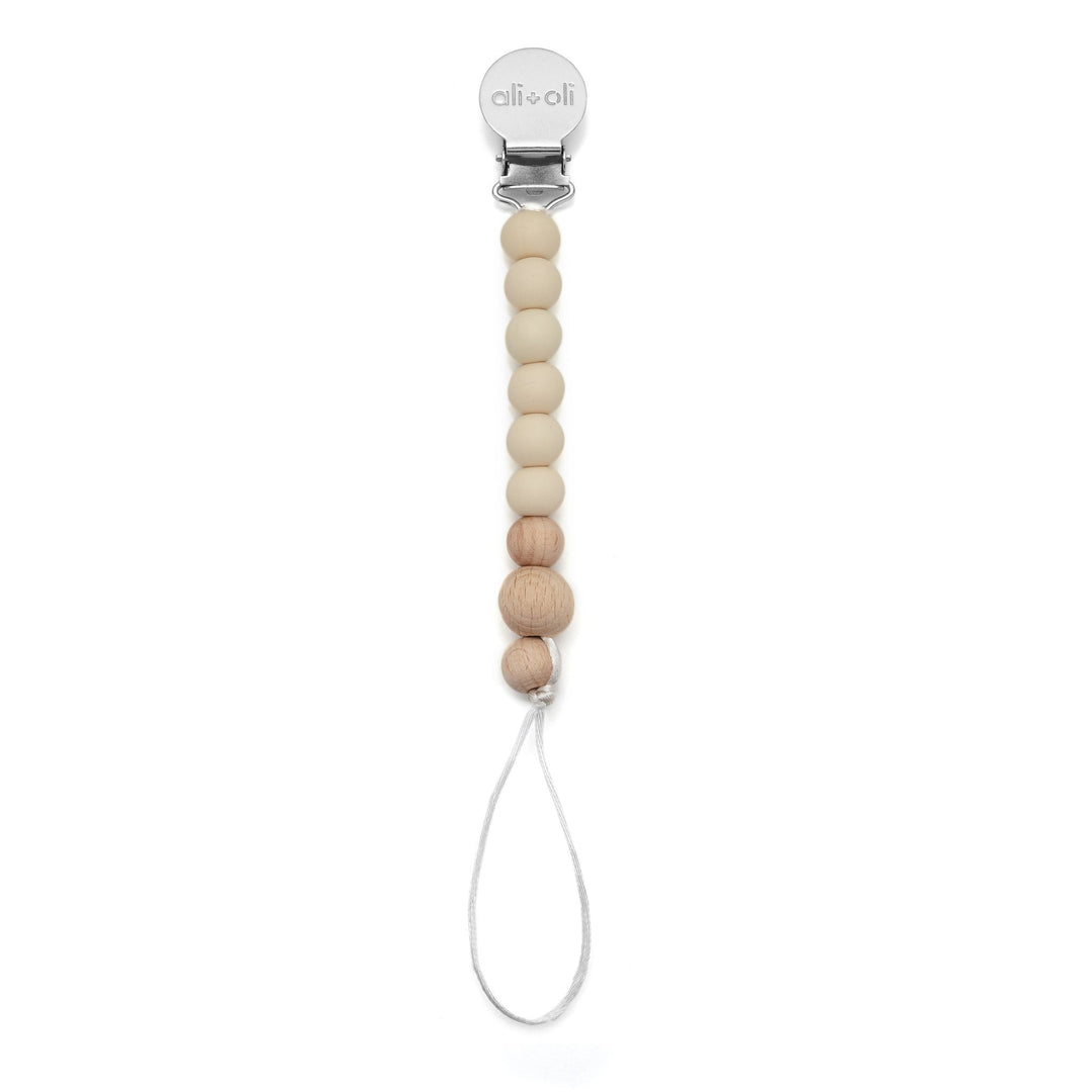 Taupe Wood Pacifier Clip - Guam Baby Company