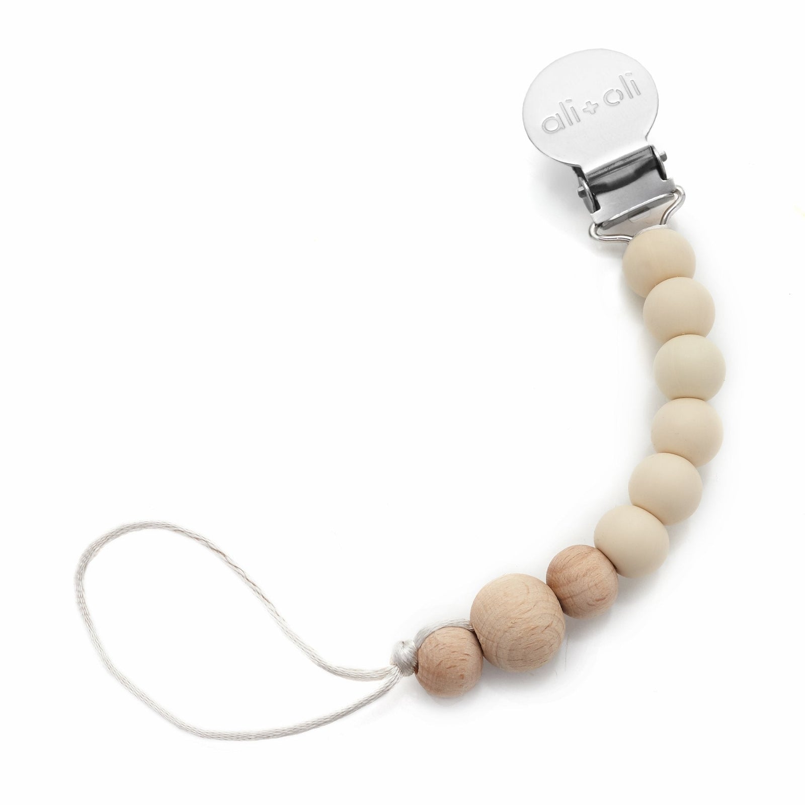 Taupe Wood Pacifier Clip - Guam Baby Company