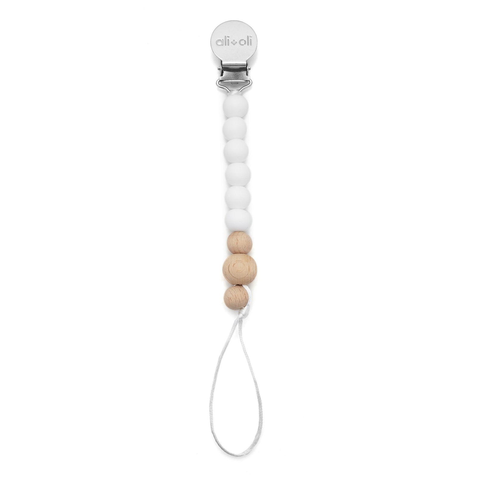 White Wood Pacifier Clip - Guam Baby Company
