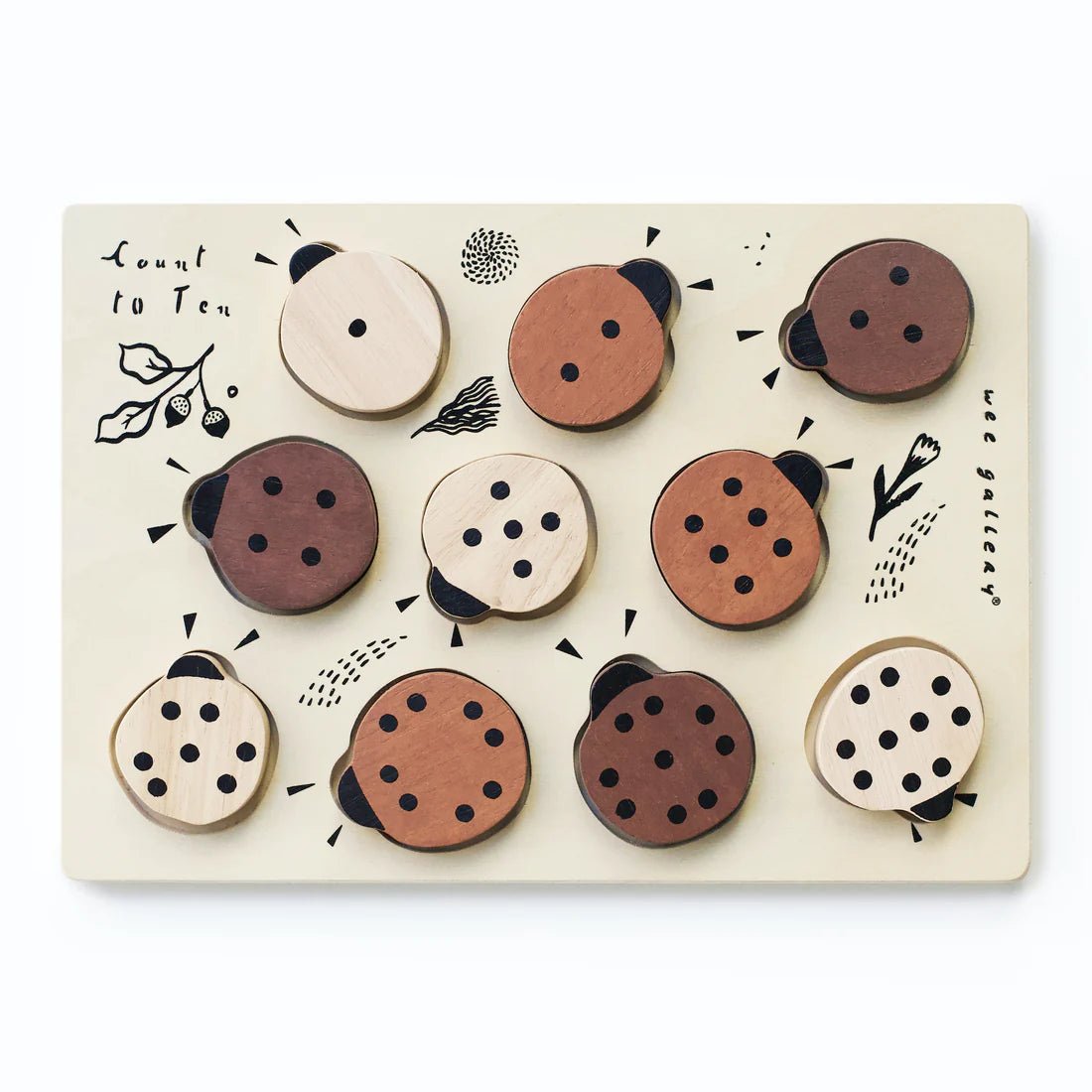Wooden Tray Puzzle - Count to 10 Ladybugs - Guam Baby Company