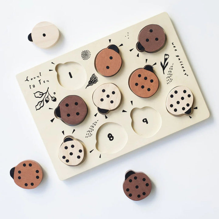 Wooden Tray Puzzle - Count to 10 Ladybugs - Guam Baby Company