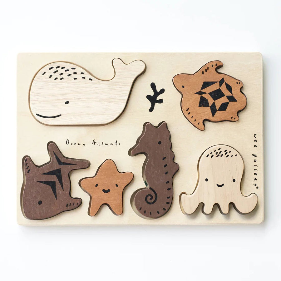 Wooden Tray Puzzle - Ocean Animals (2nd Edition) - Guam Baby Company
