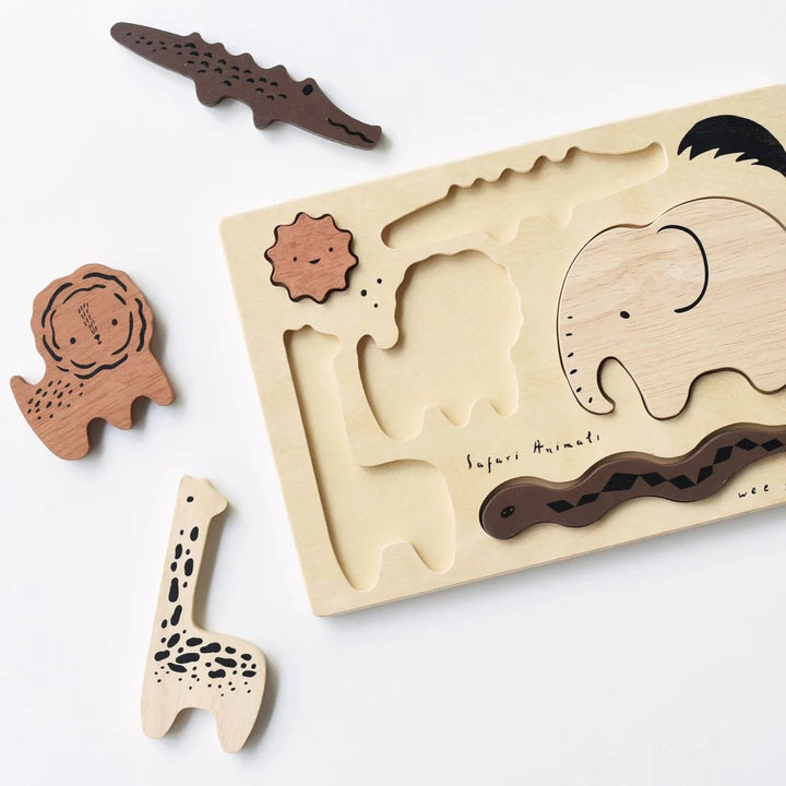 Wooden Tray Puzzle - Safari Animals (2nd Edition) - Guam Baby Company