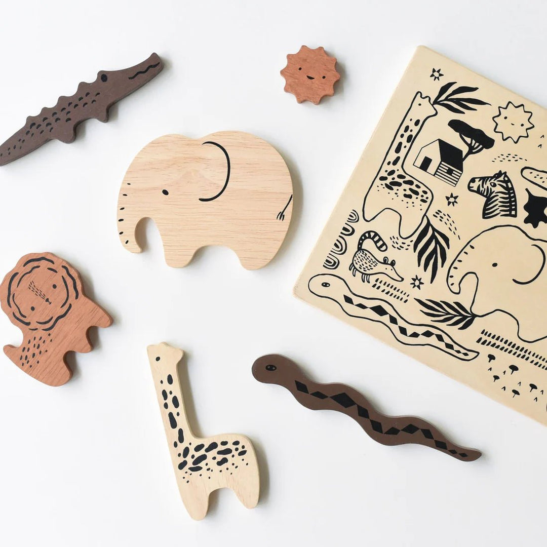 Wooden Tray Puzzle - Safari Animals (2nd Edition) - Guam Baby Company